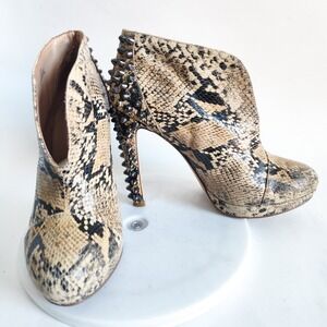 Bcbg Max Azria Ankle Boots‎ 7 Studded ASO Bella Thorne Spike Snakeskin Leather